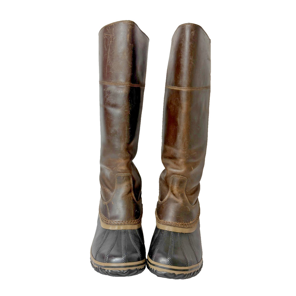 Sorel Slimpack Tall Riding Boots Womens 9 Brown Leather Upper